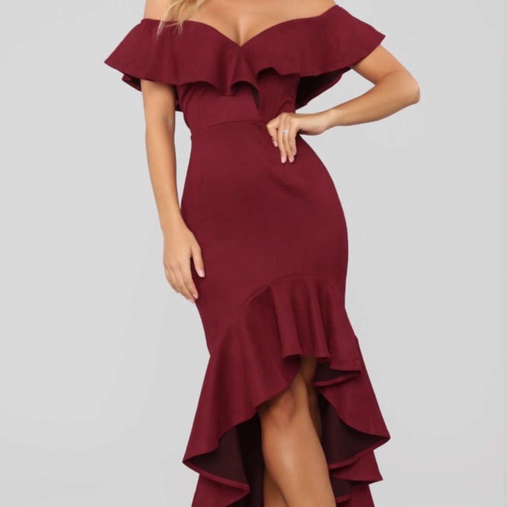 NWT Flamenca Hi-Low Dress in Suede-Like Wine Color